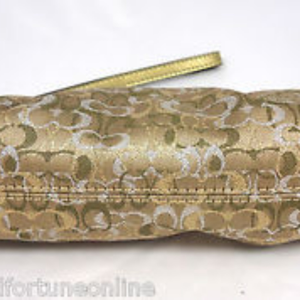 Coach Gold Framed Kiss lock Evening Bag Wristlet - Picture 3 of 4